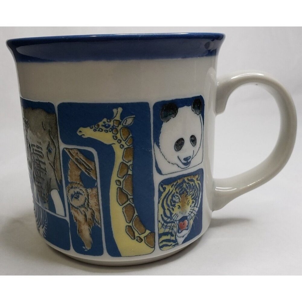 Otagiri Wildlife Coffee Mug Embossed Panda Rhino Tiger Lion Hippo Zebra Gorilla